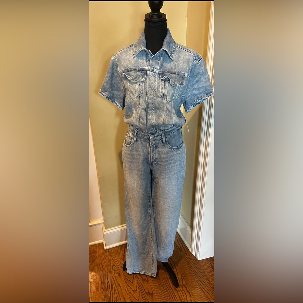 Good American Light Wash Denim Jumpsuit